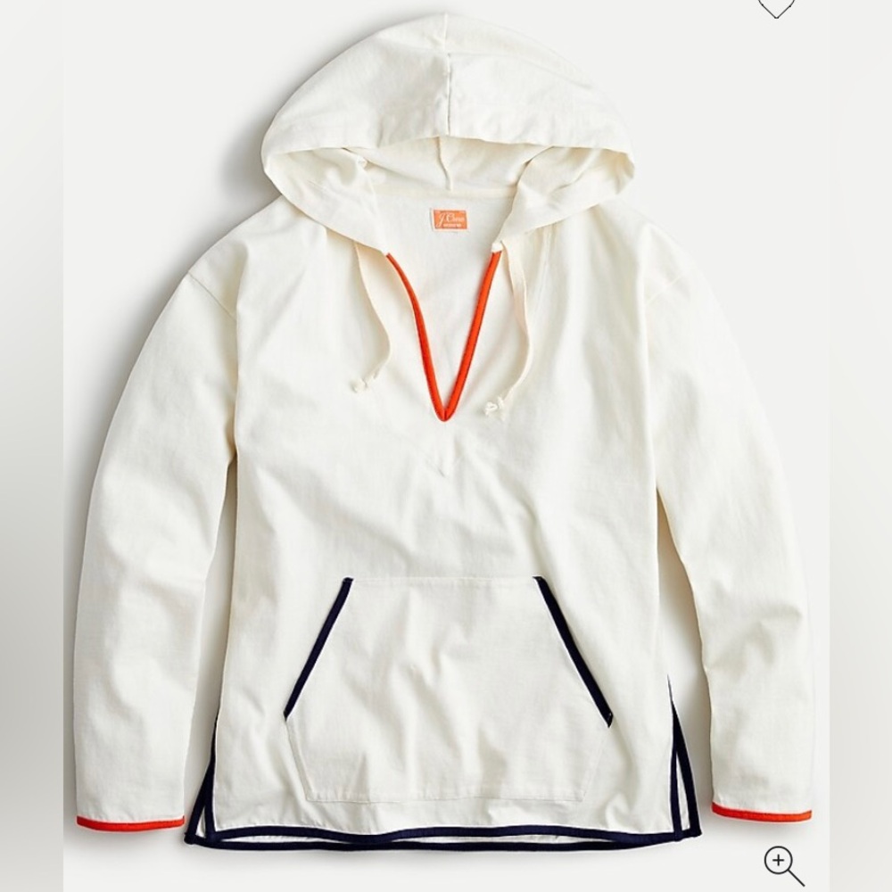 NWT J Crew Tipped V-neck hoodie in Mariner cloth Size S